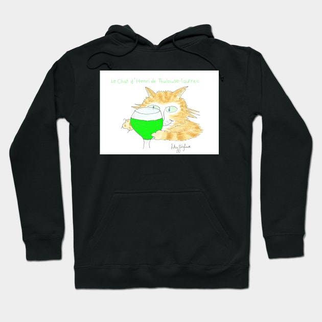 Toulouse-lautrec's Cat pays homage to Absinthe Drinkers Hoodie by MrTiggersShop